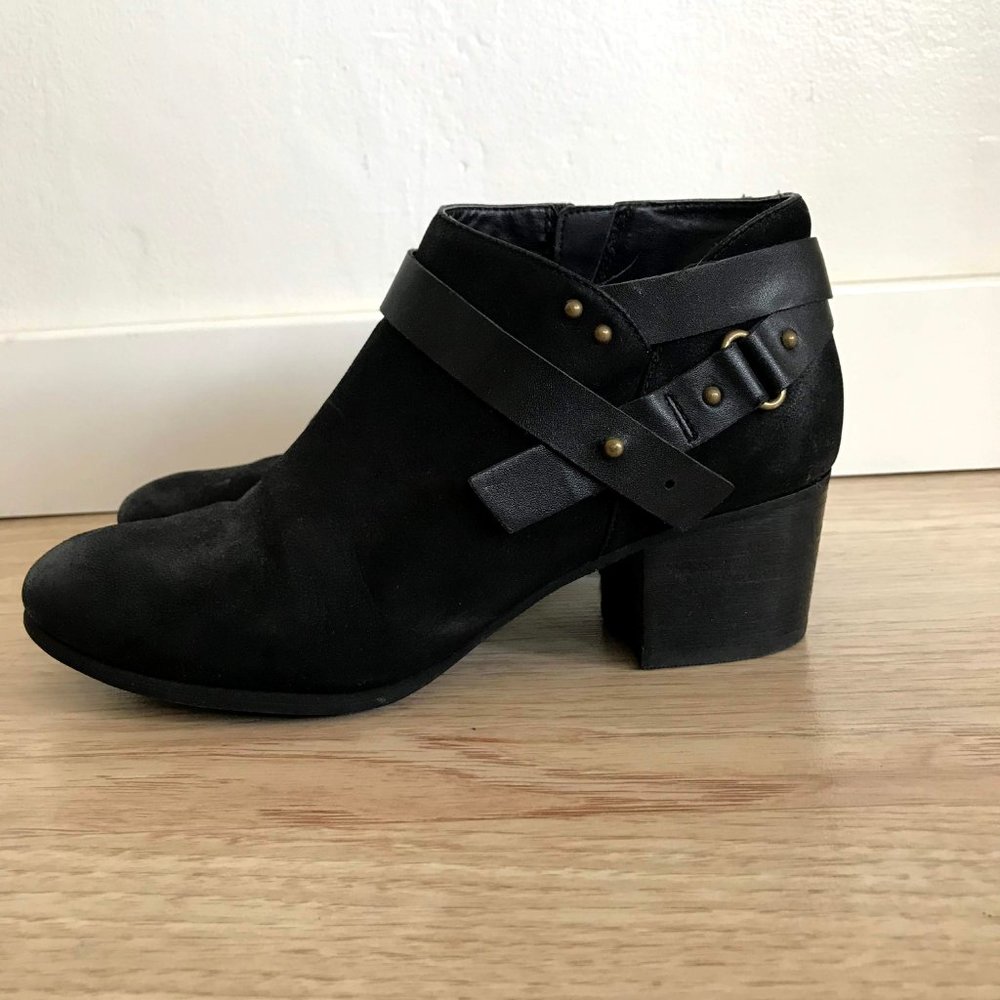 BP Black Booties with leather strap detail